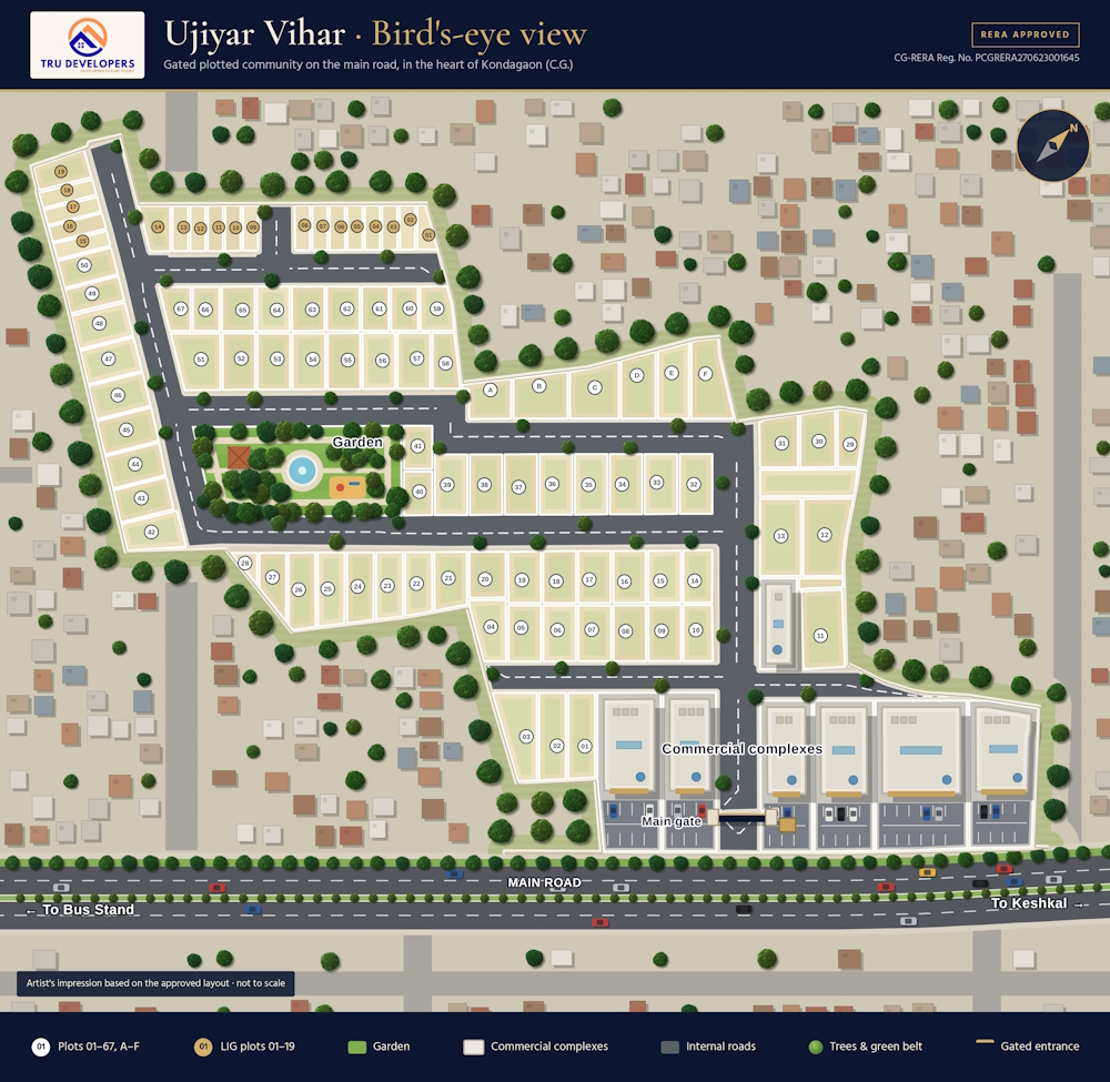 Bird view master layout plan of Ujiyar Vihar, Kondagaon